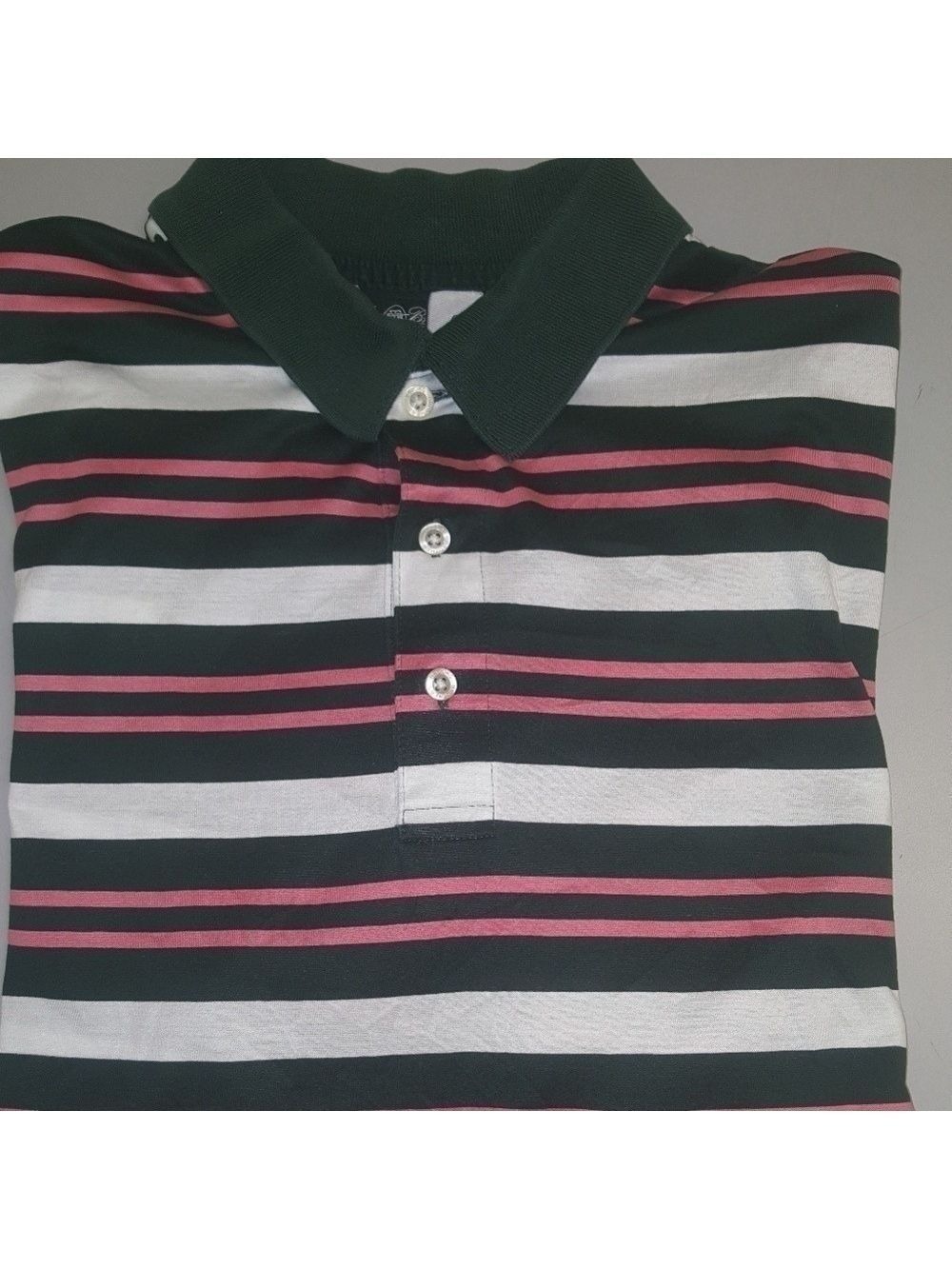 Brooks Brothers Large Green Striped Polo Shirt